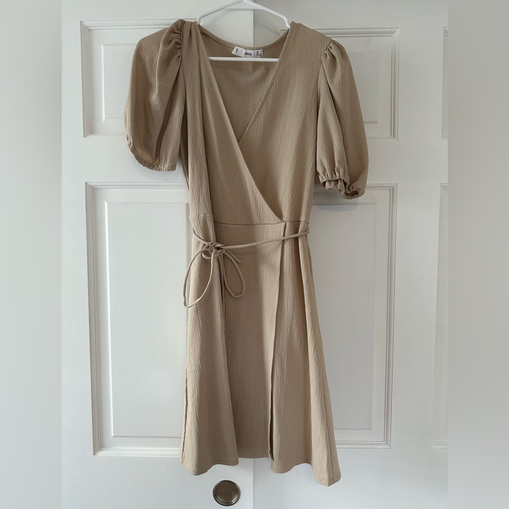 MNG Beige Wrap Dress